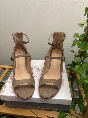 Journee Collection Taupe Ankle-Strap Open-Toe Heels